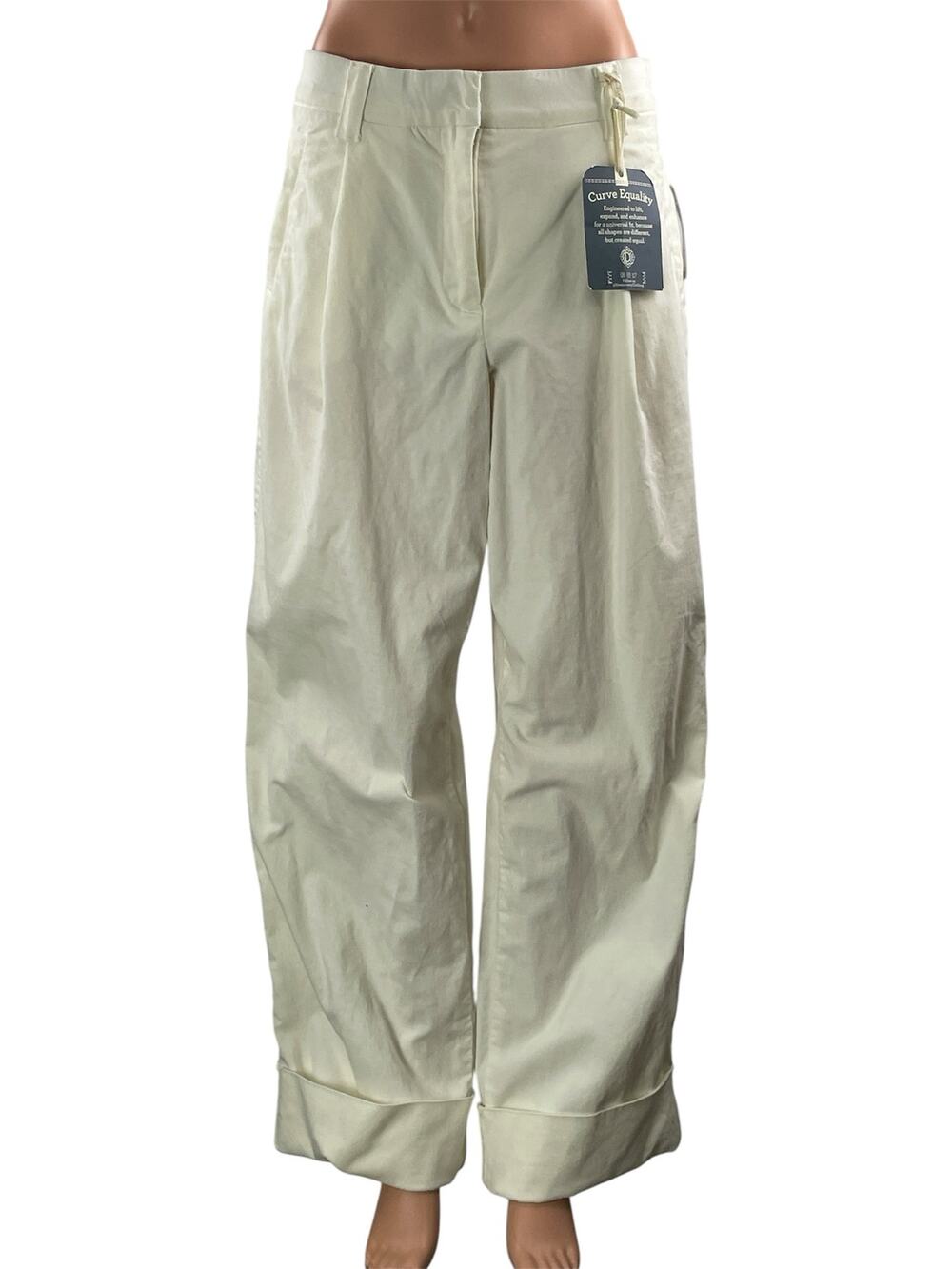 NEW Democracy Ab Solution White Skyrise Baggy Wide Leg Trousers Pants Size 8